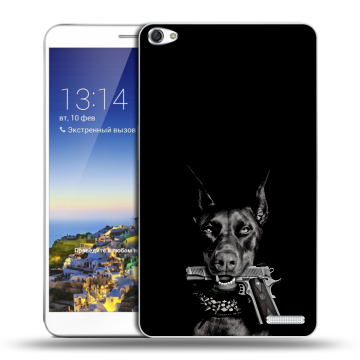 Пластиковый чехол на планшета Huawei MediaPad X1 7.0 с принтом Доберман и пистолет Пластиковый чехол на планшета Huawei MediaPad X1 7.0 с принтом Доберман и пистолет