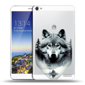 Пластиковый чехол на Huawei MediaPad X1 7.0 с принтом Волк в лесу
