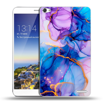 Пластиковый чехол на Huawei MediaPad X1 7.0 с принтом синий мрамор