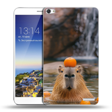Пластиковый чехол на Huawei MediaPad X1 7.0 с принтом Капибара с апельсином Пластиковый чехол на Huawei MediaPad X1 7.0 с принтом Капибара с апельсином