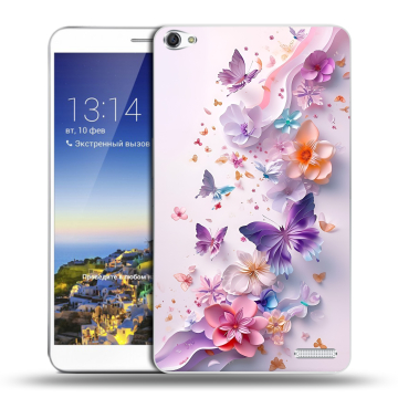 Пластиковый чехол на Huawei MediaPad X1 7.0 с принтом цветы бабочки Пластиковый чехол на Huawei MediaPad X1 7.0 с принтом цветы бабочки