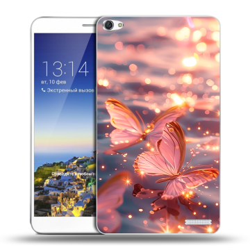 Пластиковый чехол на Huawei MediaPad X1 7.0 с принтом бабочки розовые
