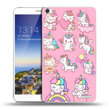 Пластиковый чехол на Huawei MediaPad X1 7.0 с принтом Единороги и радуга Пластиковый чехол на Huawei MediaPad X1 7.0 с принтом Единороги и радуга