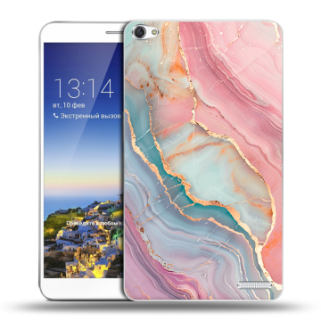 Пластиковый чехол на Huawei MediaPad X1 7.0 с принтом розовый мрамор