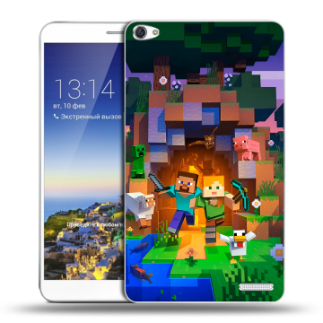 Пластиковый чехол на Huawei MediaPad X1 7.0 с принтом Майнкрафт Minecraft