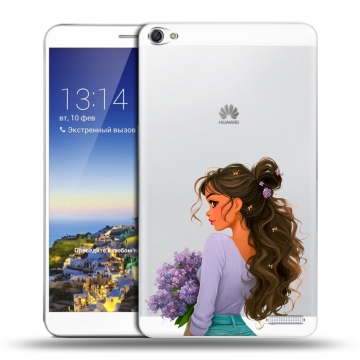 Пластиковый чехол на Huawei MediaPad X1 7.0 с принтом девушка цветы Пластиковый чехол на Huawei MediaPad X1 7.0 с принтом девушка цветы