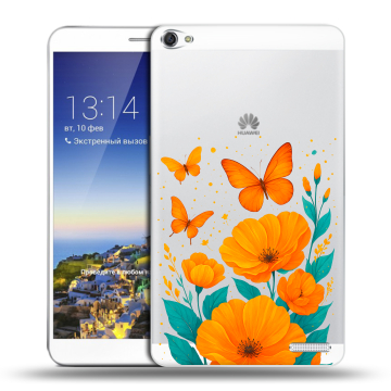 Пластиковый чехол на Huawei MediaPad X1 7.0 с принтом цветы бабочки Пластиковый чехол на Huawei MediaPad X1 7.0 с принтом цветы бабочки