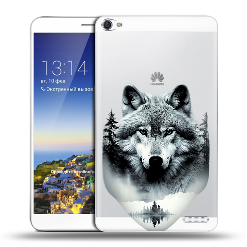 Пластиковый чехол на Huawei MediaPad X1 7.0 с принтом Волк в лесу Пластиковый чехол на Huawei MediaPad X1 7.0 с принтом Волк в лесу