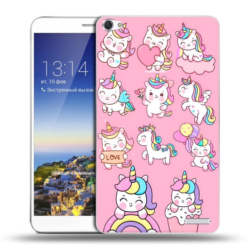 Пластиковый чехол на Huawei MediaPad X1 7.0 с принтом Единороги и радуга Пластиковый чехол на Huawei MediaPad X1 7.0 с принтом Единороги и радуга