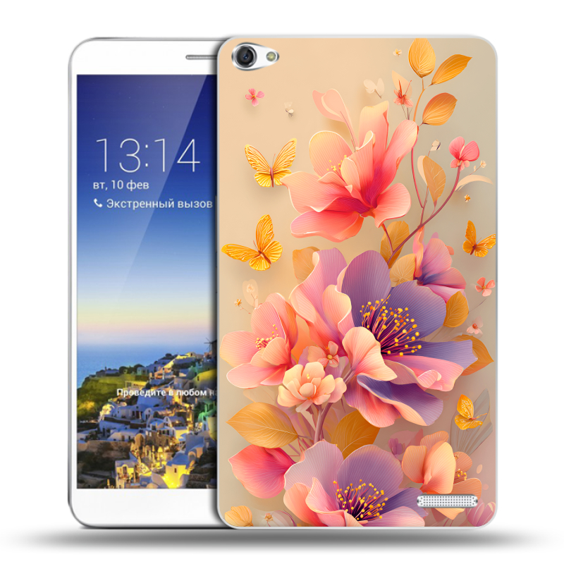 Пластиковый чехол на Huawei MediaPad X1 7.0 с принтом Цветы и бабочки Пластиковый чехол на Huawei MediaPad X1 7.0 с принтом Цветы и бабочки