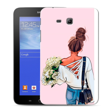 Силиконовый чехол на Samsung GALAXY Tab 3 Lite с принтом Девушка и букет Силиконовый чехол на Samsung GALAXY Tab 3 Lite с принтом Девушка и букет