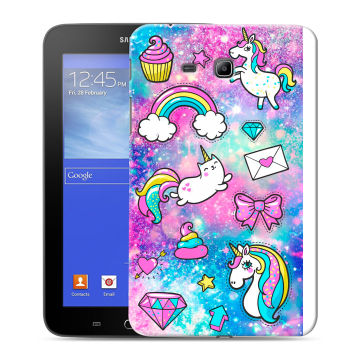 Силиконовый чехол на Samsung GALAXY Tab 3 Lite с принтом Единороги