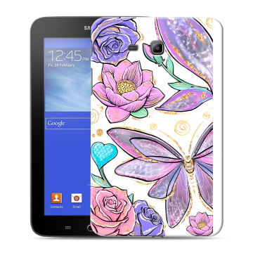 Силиконовый чехол на Samsung GALAXY Tab 3 Lite с принтом Бабочки и цветы