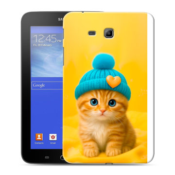 Силиконовый чехол на Samsung GALAXY Tab 3 Lite с принтом Котенок в шапке Силиконовый чехол на Samsung GALAXY Tab 3 Lite с принтом Котенок в шапке