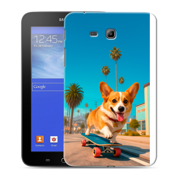 Силиконовый чехол на Samsung GALAXY Tab 3 Lite с принтом Корги на скейте Силиконовый чехол на Samsung GALAXY Tab 3 Lite с принтом Корги на скейте