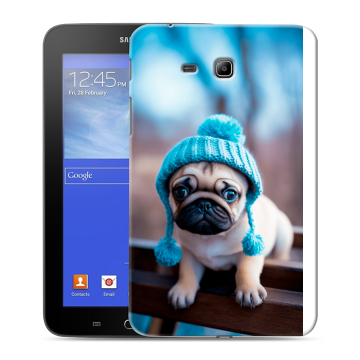 Силиконовый чехол на Samsung GALAXY Tab 3 Lite с принтом Мопс в шапке Силиконовый чехол на Samsung GALAXY Tab 3 Lite с принтом Мопс в шапке