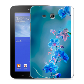 Силиконовый чехол на Samsung GALAXY Tab 3 Lite с принтом Голубые цветы Силиконовый чехол на Samsung GALAXY Tab 3 Lite с принтом Голубые цветы