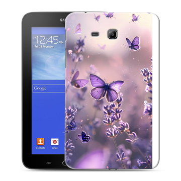 Силиконовый чехол на Samsung GALAXY Tab 3 Lite с принтом бабочки и лаванда Силиконовый чехол на Samsung GALAXY Tab 3 Lite с принтом бабочки и лаванда