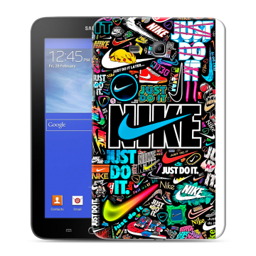 Силиконовый чехол на Samsung GALAXY Tab 3 Lite с принтом найк nike черный