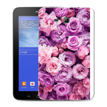 Силиконовый чехол на Samsung GALAXY Tab 3 Lite с принтом лавандовые розы Силиконовый чехол на Samsung GALAXY Tab 3 Lite с принтом лавандовые розы