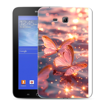 Силиконовый чехол на Samsung GALAXY Tab 3 Lite с принтом бабочки розовые Силиконовый чехол на Samsung GALAXY Tab 3 Lite с принтом бабочки розовые