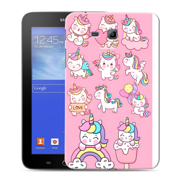 Силиконовый чехол на Samsung GALAXY Tab 3 Lite с принтом Единороги и радуга Силиконовый чехол на Samsung GALAXY Tab 3 Lite с принтом Единороги и радуга
