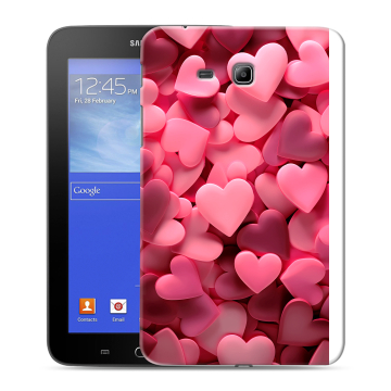 Силиконовый чехол на Samsung GALAXY Tab 3 Lite с принтом розовые сердечки Силиконовый чехол на Samsung GALAXY Tab 3 Lite с принтом розовые сердечки