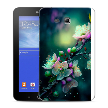 Силиконовый чехол на Samsung GALAXY Tab 3 Lite с принтом Цветы и мрамор