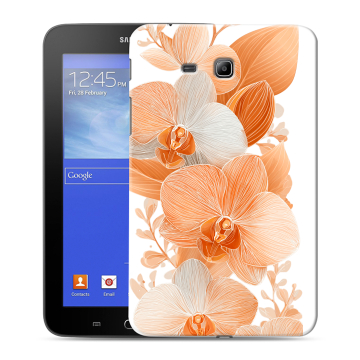 Силиконовый чехол на Samsung GALAXY Tab 3 Lite с принтом Бежевые цветы