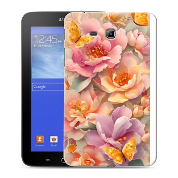 Силиконовый чехол на Samsung GALAXY Tab 3 Lite с принтом Цветы и бабочки