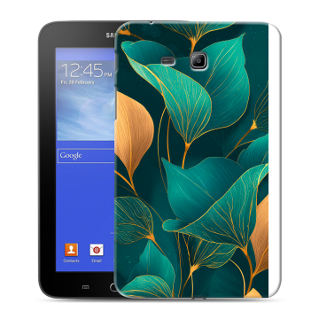 Силиконовый чехол на Samsung GALAXY Tab 3 Lite с принтом Листья и золото
