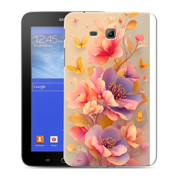 Силиконовый чехол на Samsung GALAXY Tab 3 Lite с принтом Цветы и бабочки Силиконовый чехол на Samsung GALAXY Tab 3 Lite с принтом Цветы и бабочки