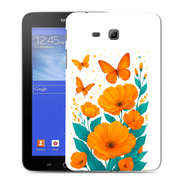 Силиконовый чехол на Samsung GALAXY Tab 3 Lite с принтом цветы бабочки Силиконовый чехол на Samsung GALAXY Tab 3 Lite с принтом цветы бабочки
