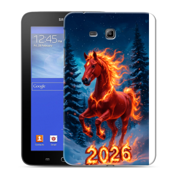 Силиконовый чехол на Samsung GALAXY Tab 3 Lite с принтом Новый год коня