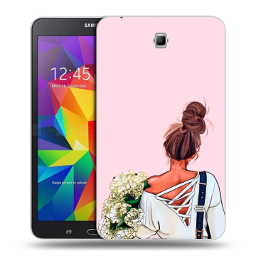 Силиконовый чехол на планшета Samsung GALAXY Tab 4 7.0 с принтом Девушка и букет Силиконовый чехол на планшета Samsung GALAXY Tab 4 7.0 с принтом Девушка и букет