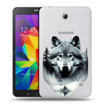 Силиконовый чехол на Samsung GALAXY Tab 4 7.0 с принтом Волк в лесу