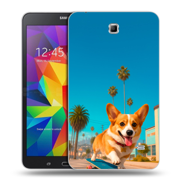 Силиконовый чехол на Samsung GALAXY Tab 4 7.0 с принтом Корги на скейте