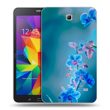 Силиконовый чехол на Samsung GALAXY Tab 4 7.0 с принтом Голубые цветы