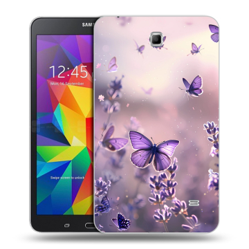 Силиконовый чехол на Samsung GALAXY Tab 4 7.0 с принтом бабочки и лаванда