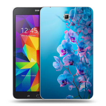Силиконовый чехол на Samsung GALAXY Tab 4 7.0 с принтом голубые орхидеи