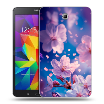 Силиконовый чехол на Samsung GALAXY Tab 4 7.0 с принтом цветы бабочки