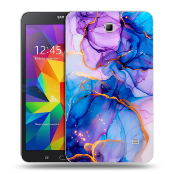Силиконовый чехол на Samsung GALAXY Tab 4 7.0 с принтом синий мрамор