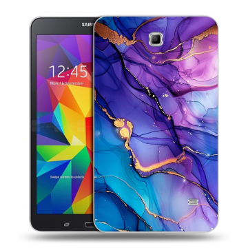 Силиконовый чехол на Samsung GALAXY Tab 4 7.0 с принтом синий мрамор