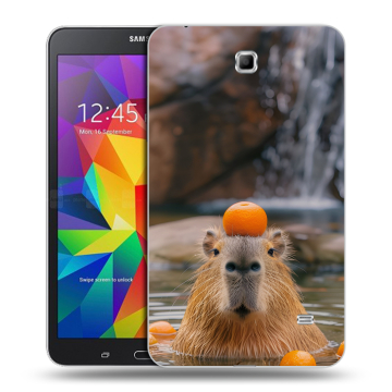 Силиконовый чехол на Samsung GALAXY Tab 4 7.0 с принтом Капибара с апельсином