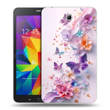 Силиконовый чехол на Samsung GALAXY Tab 4 7.0 с принтом цветы бабочки Силиконовый чехол на Samsung GALAXY Tab 4 7.0 с принтом цветы бабочки