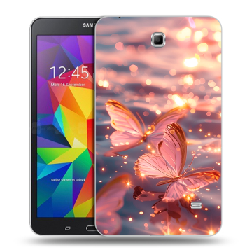 Силиконовый чехол на Samsung GALAXY Tab 4 7.0 с принтом бабочки розовые
