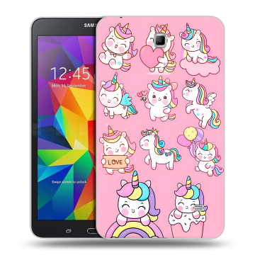 Силиконовый чехол на Samsung GALAXY Tab 4 7.0 с принтом Единороги и радуга Силиконовый чехол на Samsung GALAXY Tab 4 7.0 с принтом Единороги и радуга