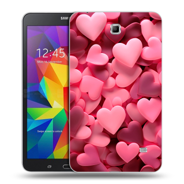 Силиконовый чехол на Samsung GALAXY Tab 4 7.0 с принтом розовые сердечки