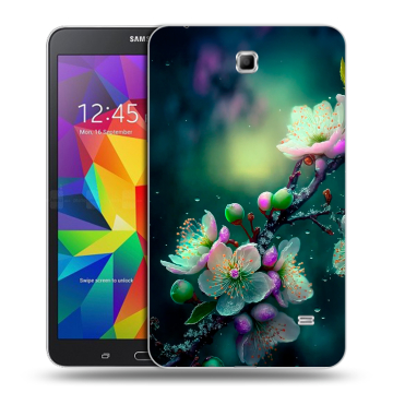 Силиконовый чехол на Samsung GALAXY Tab 4 7.0 с принтом Цветы и мрамор Силиконовый чехол на Samsung GALAXY Tab 4 7.0 с принтом Цветы и мрамор