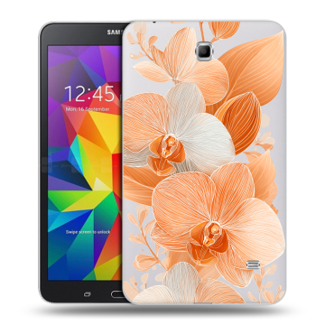 Силиконовый чехол на Samsung GALAXY Tab 4 7.0 с принтом Бежевые цветы Силиконовый чехол на Samsung GALAXY Tab 4 7.0 с принтом Бежевые цветы